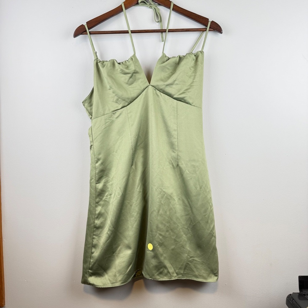 Y2K Womens Babydoll Halter-Style Silky Mini Slip Dress S Forest Fairy Coquette